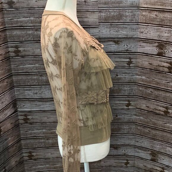 🔥🔥SALE🔥🔥RYU Brown Lace Crochet Jacket Cardigan Top - Picture 4 of 5